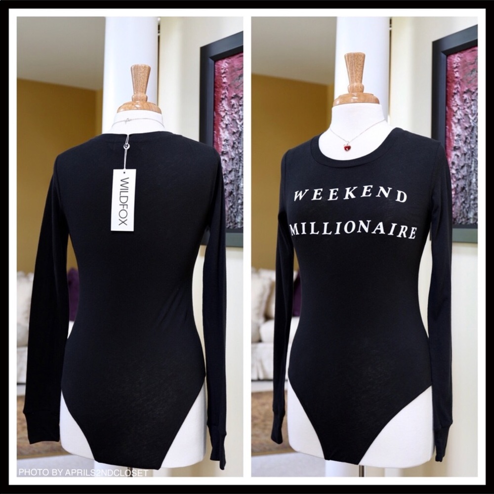WILDFOX LONG SLEEVE BODYSUIT WEEKEND MILLIONAIRE - Picture 2 of 8